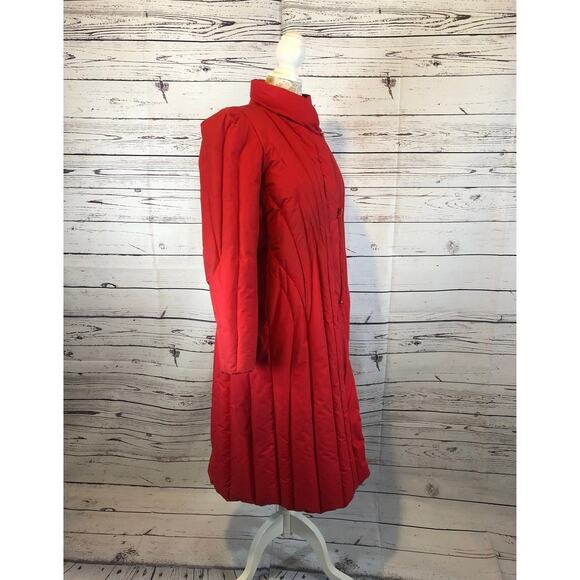 1980s Vintage Red Quilted Unbranded retro Down Puffer Coat M - Picture 8 of 15